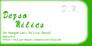 dezso milics business card